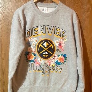 Denver Nuggets Floral Gray Crewneck Sweater